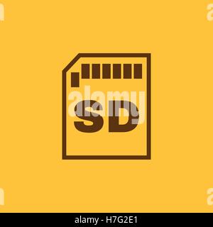 The sd card icon. Transfer and connection, data, sd card symbol. UI. Web. Logo. Sign. Flat design. App. Stock vector Stock Vector
