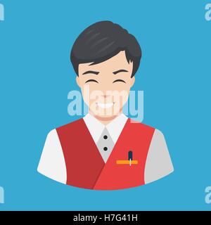 Hotel staff - Waiter Icon vector Flat design Smiling waiter serving Vector illustration Stock Vector