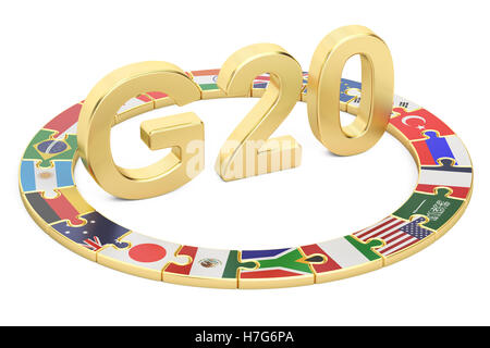G20 puzzle concept, 3D rendering isolated on white background Stock Photo