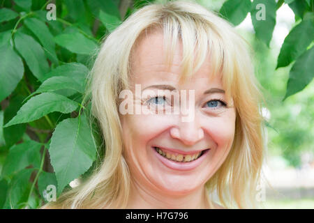 European blonde with long hair and blue eyes Stock Photo