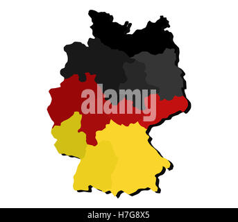 Germany map with regions and flag Stock Photo