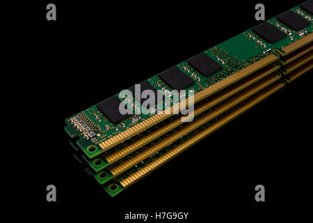 Electronic collection - computer random access memory (RAM) modules on the black background Stock Photo