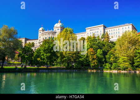 The Federal Palace of Switzerland in Bern. Bern is capital of Switzerland and fourth most populous city in Switzerland. Stock Photo