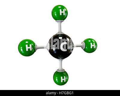Mets Mathane methane molecule on white background Stock Photo - Alamy