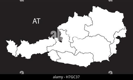 Austria Map with federal states  black white Stock Vector