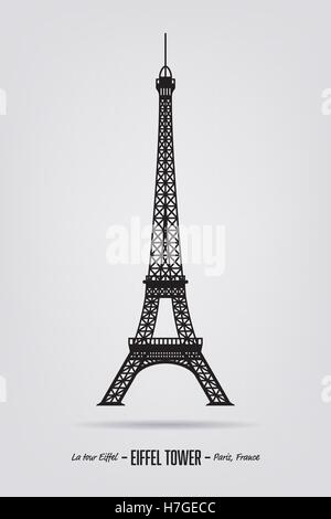 Vector poster with the silhouette of the Eiffel tower Stock Vector