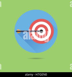 archery target and arrow flat design long shadow vector icon Stock Vector