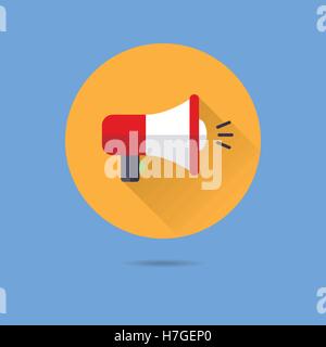 viral marketing megaphone flat design long shadow vector icon Stock Vector