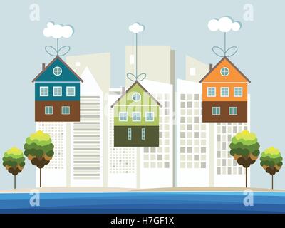 Colorful Houses, Real Estate Concept. Gifts And Promotions Stock Vector