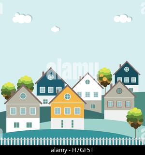 Colorful City, Real Estate, Healthy Living Concept Stock Vector