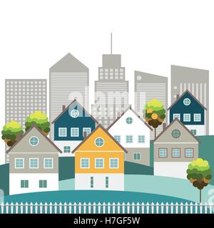 Colorful City, Real Estate, Healthy Living Concept Stock Vector