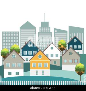 Colorful City, Real Estate, Healthy Living Concept Stock Vector