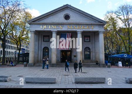 Quincy Market in Downtown Boston along the iconic Freedom Trail. Stock Photo