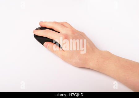Computer mouse in hand isolated close up Stock Photo