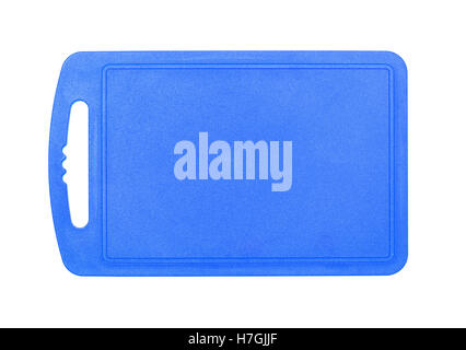 Blue plastic cutting board isolated on white background Stock Photo