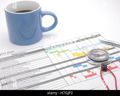 Project Management Compass Compass illustrating the setting of direction with a project plan Stock ...