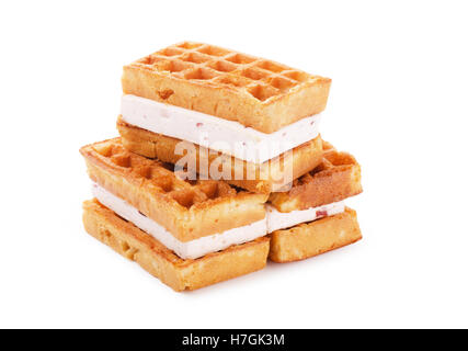 Stack of sweet Viennese wafers isolated on a white background Stock Photo