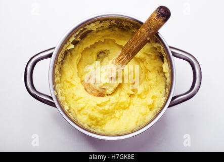 Preparation of mashed potatoes isolated on white background Stock Photo