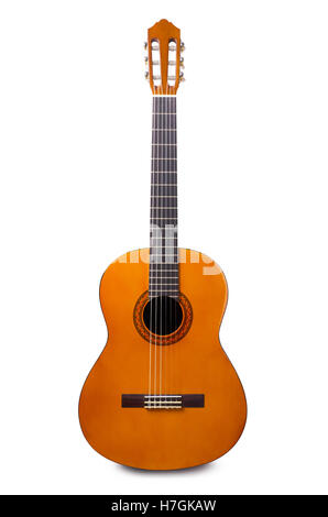 Orange acoustic guitar isolated on a white background Stock Photo