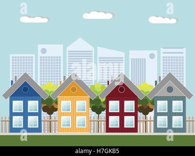 Colorful City, Real Estate, Healthy Living Concept Stock Vector