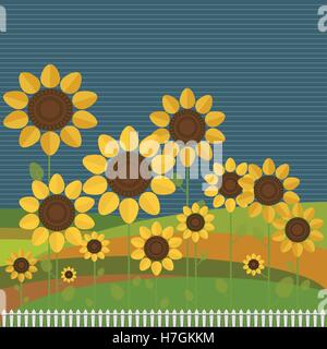 Abstract Field Of Colorful Sunflowers Stock Vector