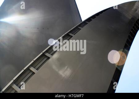 Intersecting flyover lanes from below. Stock Photo