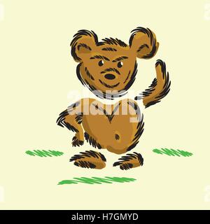 funny smiling walking cartoon bear vector illustration Stock Vector