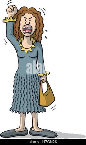 cartoon woman very angry Stock Vector