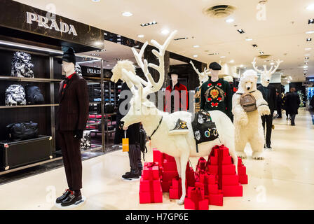 Paris, France, People Christmas SHopping, Decorations, Luxury CLothing Display, Le Printemps Department Store, Stock Photo