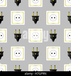Power Plug Seamless Pattern Stock Vector