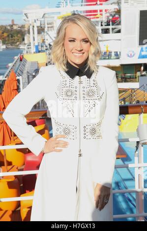 New York, NY, USA. 4th Nov, 2016. Carrie Underwood for Carnival Vista at Pier 88 on November 4, 2016 in New York City. Credit:  Diego Corredor/Media Punch/Alamy Live News Stock Photo