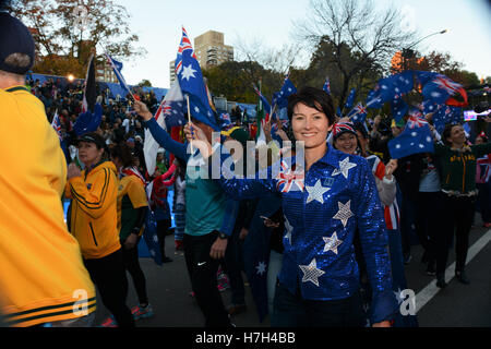 New York, New York, USA. 4th Nov, 2016. TCS New York City Marathon Opening Ceremony in Central Park. Australian runners at the procession Credit:  Rachel Cauvin/Alamy Live News Stock Photo