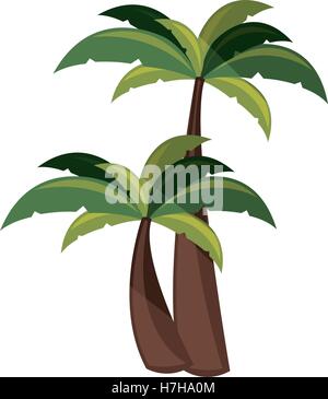 green tropical palm tree icon over white background. vector illustration Stock Vector