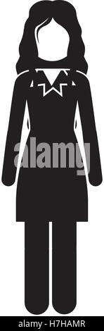 avatar female woman standing social user icon over white background. vector illustration Stock Vector