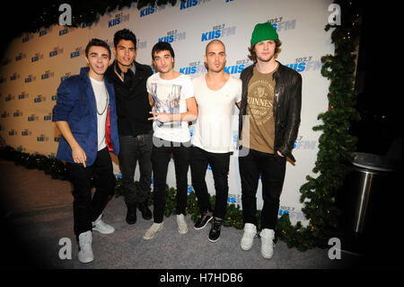 Nathan Sykes, Siva Kaneswaran, Tom Parker, Max George and Jay McGuiness of The Wanted arrives at KIIS FM's 2012 Jingle Ball at Nokia Theatre L.A. Live on December 3, 2012 in Los Angeles, California. Stock Photo