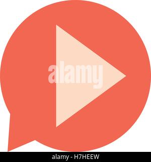 red speech bubble with play button icon inside over white background. vector illustration Stock Vector