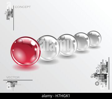Realistic sphere illustration. Logo concept. Abstract spheres with some elements. Concept business design. Vector EPS10 Stock Vector