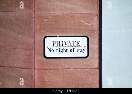 PRIVATE No right of way sign on a wall in London, UK Stock Photo