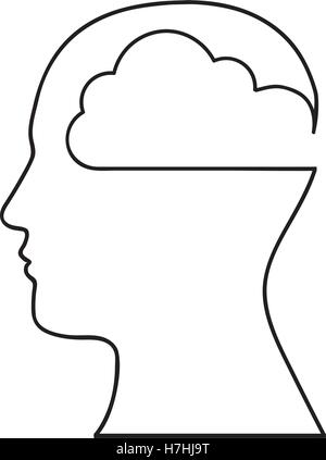human head silhouette with cloud icon image icon image vector illustration design Stock Vector