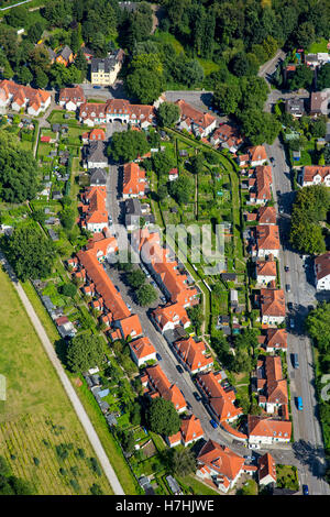 Aerial view, settlement Schüngelberg, historical mining community to collery Hugo, THS, trust company,brick buildings for miners Stock Photo