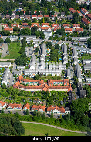 Aerial view, settlement Schüngelberg, historical mining community to collery Hugo, THS, trust company,brick buildings for miners Stock Photo