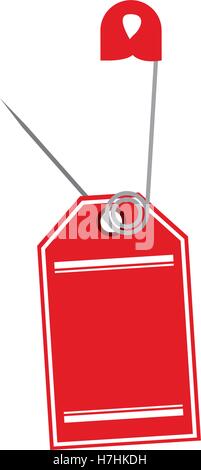 red safety pin with hanging tag icon over white background. vector illustration Stock Vector