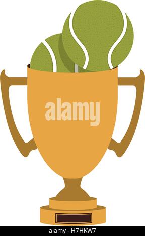 trophy cup with tennis balls inside over white background. vector illustration Stock Vector