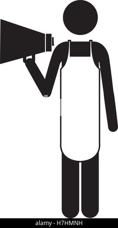 silhouette of cinema director with megaphone icon over white background. vector illustration Stock Vector