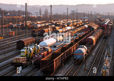 Freight train depot, Hagen, Ruhr District, North Rhine-Westphalia Stock Photo