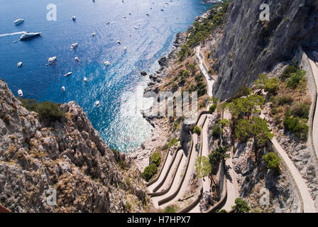 Curved stone path in Capri, Italy, Europe Stock Photo