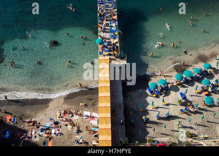 Beach in Sorrento on the Gulf of Naples, Italy, Europe Stock Photo