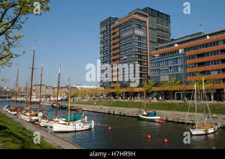 Ships in the Germania harbor, state capital of Kiel, Schleswig-Holstein Stock Photo