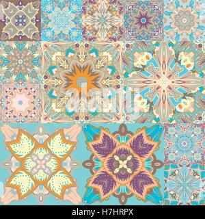 Seamless vector pattern. Patchwork. in arabic style. Abstract illustration. Stock Vector