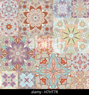Seamless vector pattern. Patchwork. in arabic style. Abstract illustration. Stock Vector